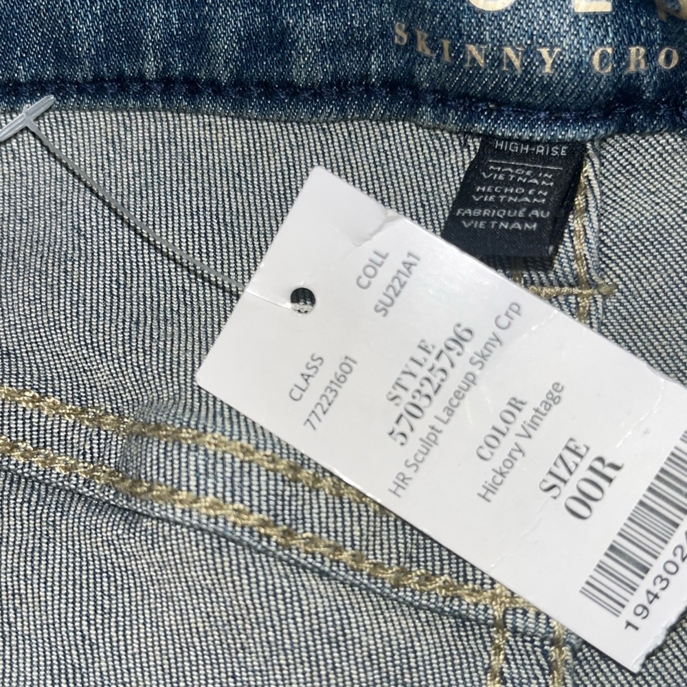 White House Black Market Sculpt Skinny Cropped Jeans High waisted Size 00 Denim - Picture 11 of 11